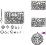 vidaXL - Set de 111 boules de Noël - Polystyrène - Argenté
