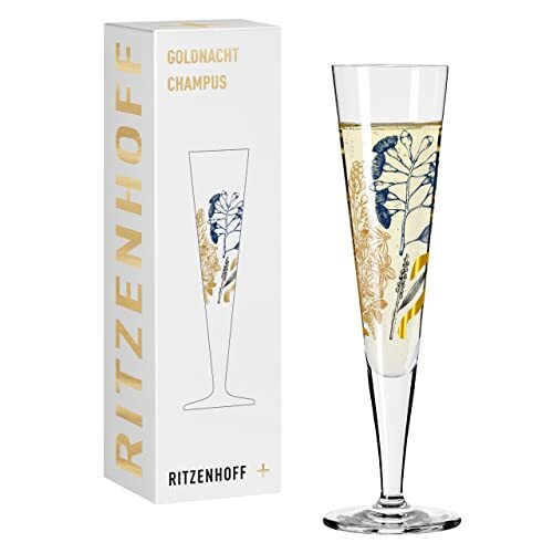 Ritzenhoff 1071034 champagneglas 200 ml – Serie Goldnacht Nr. 34 – Cheetah-motief met echt goud – Made in Germany