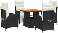 vidaXL 5-delige Tuinset met Kussens, Zwart, Polyrattan