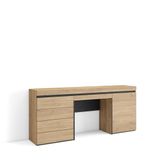 Skraut Home Kaptafel, Make-uptafel, Toilettafel Met Opbergruimte, 177x75x35 cm, Met lade, Ladekast, Commode, Moderne stijl, Eiken