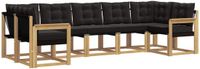 vidaXL - Hoek loungeset - 7 zitplekken - Wit en zwart - Acacia hout