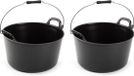 Merkloos PlasticForte Flexibele Emmer - 2x - 26 liter - zwart - wasmand - met hengsels