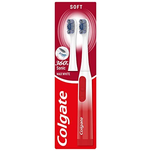 Colgate 360 Sonic Max White Batterij Powered Tandenborstel reinigt op 4 manieren en polijst het tandoppervlak voor een gezonde, hele mond schoon met een vervangbare kop en een batterij