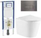 QeramiQ Dely Toiletset - 36.3x51.7cm - Geberit UP720 inbouwreservoir - rimless - diepspoel - zitting - softclose - bedieningsplaat gunmetal - rechthoekige knoppen - glans wit