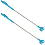 Gerim - Rake ruggenkrabber - 2x stuks - uitschuifbaar tot 40 cm - blauw