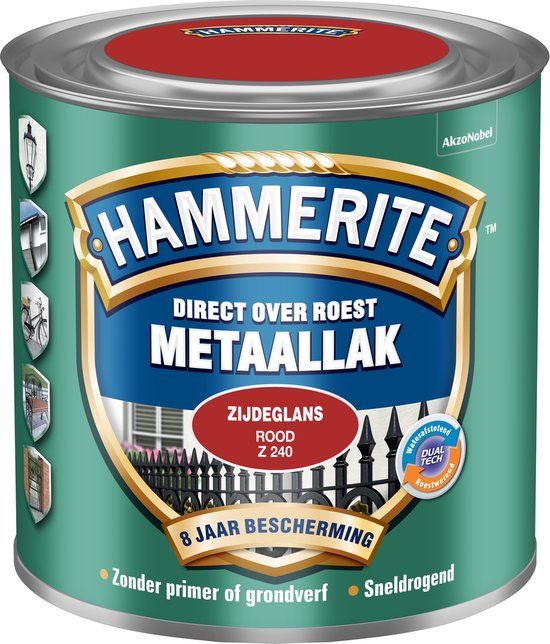 Hammerite Metaallak Zijdeglans Rood 0,25L