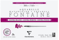 Clairefontaine 976039C Blok, gelijmd, 4 zijden, fontein, extra wit, 15 vellen, aquarelpapier, extra wit, 100% katoen, fijne korrel, professionele kwaliteit, 26 x 18 cm, 300 g