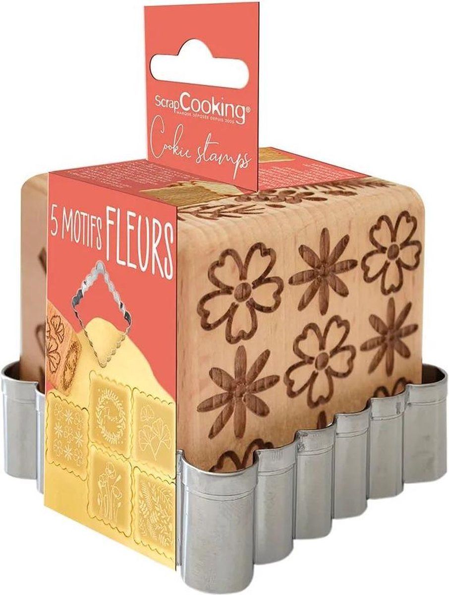ScrapCooking Stempel voor het bakken van hout met bloemenmotieven - 5122