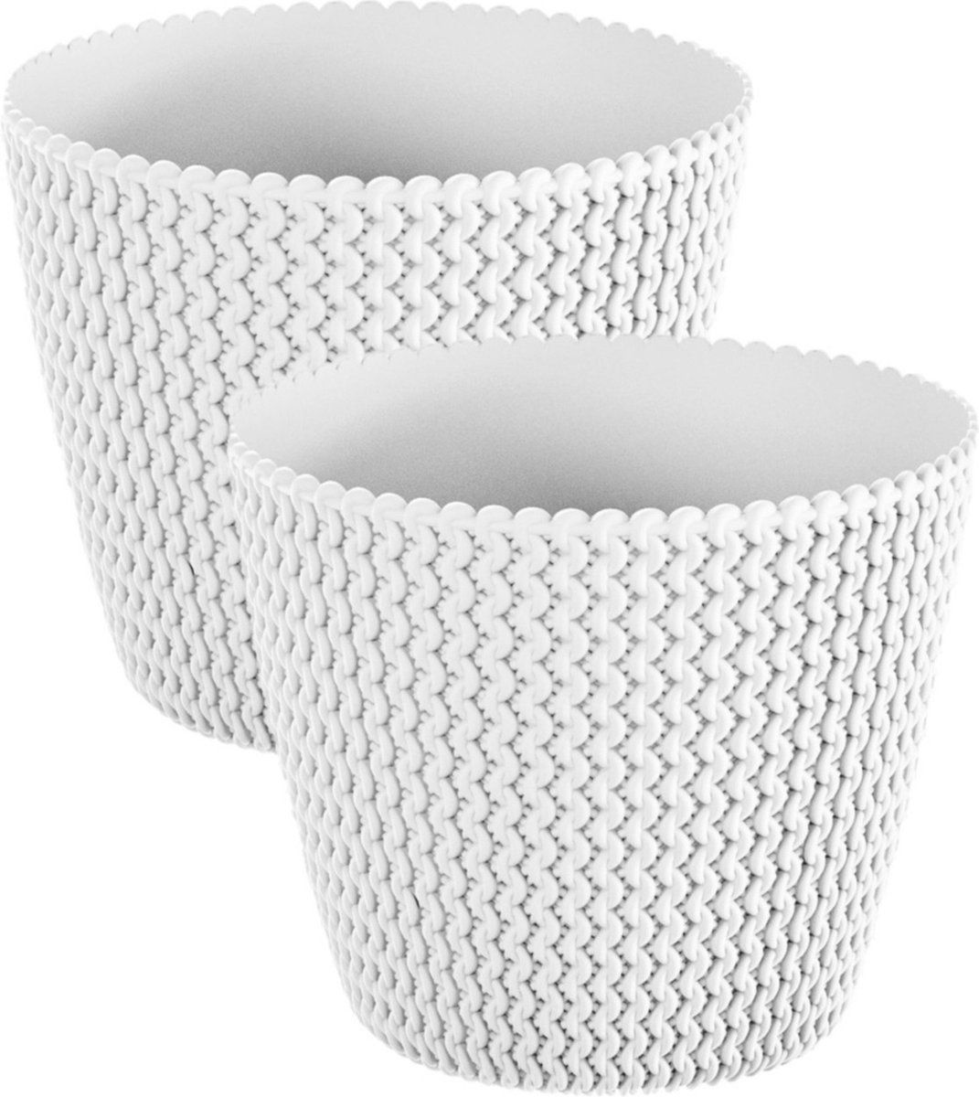 Prosperplast Set van 2x plantenpotten/bloempotten kunststof dia 19 cm parel wit