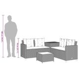 vidaXL L-vormige tuinbank met tafel en kussens, polyrattan, bruin