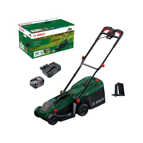 Bosch Rotak 18V-32 - Inclusief 4.0Ah 18V accu en AL18V-44 lader & Mulchplug