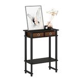 Furinno Hoge-brede consoletafel voor de gang met bak, bewerkt hout, espresso/bruin, 29,49 (D) x 59,79 (B) x 77,8 (H) cm
