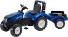 Falk New Holland Traptractor met Aanhanger - Blauw/Zwart - 0709314