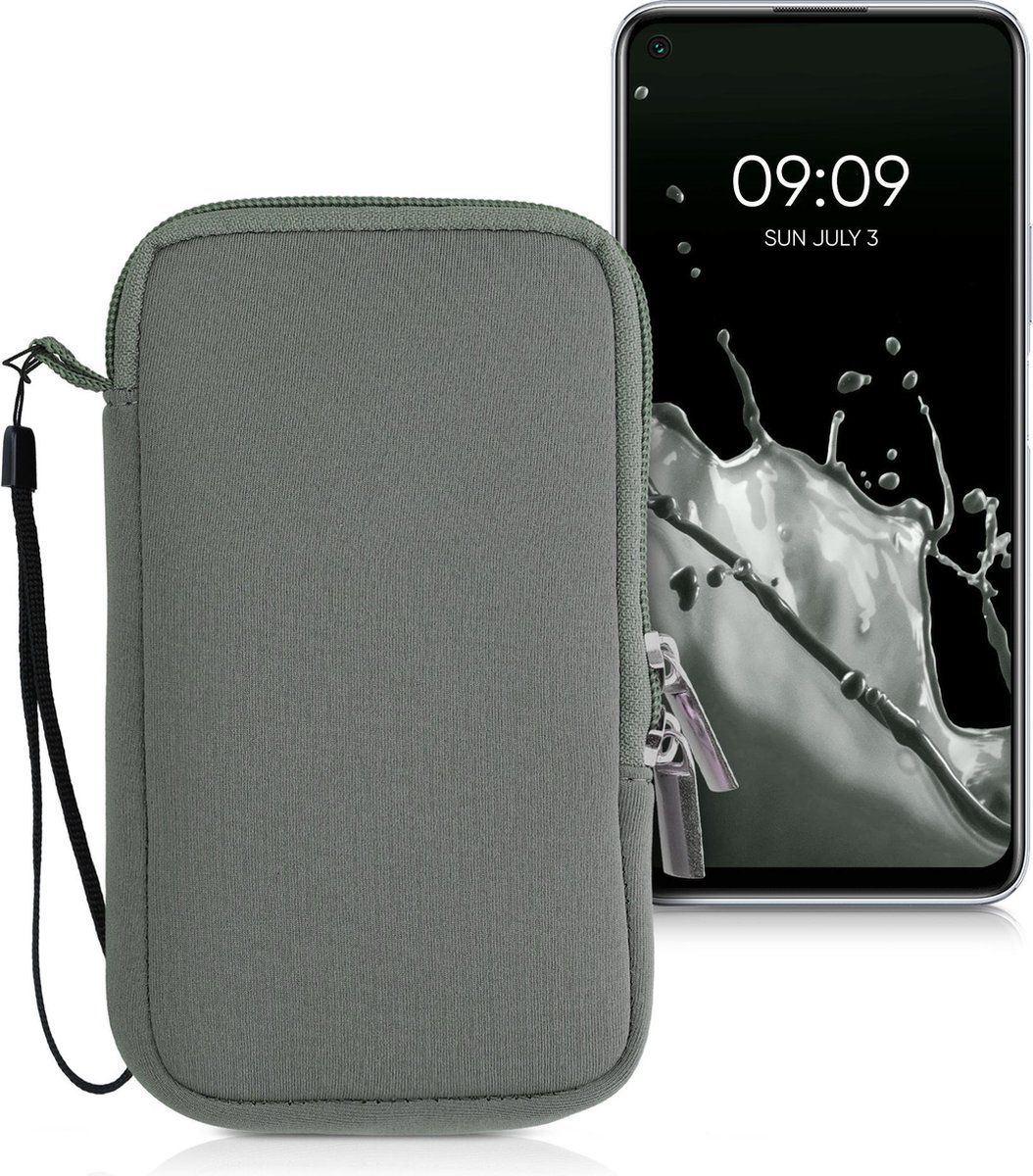 kwmobile Tasje voor smartphones L - 6,5" - Insteekhoesje van neopreen in steengrijs - 16,5 x 8,9 cm