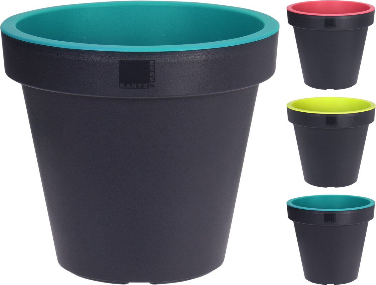 Nampook Bloempot Ek Rond 25 cm Zwart/Groen