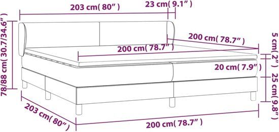 vidaXL Boxspring met matras stof taupe 200x200 cm