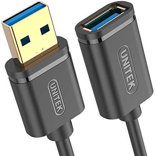 Unitek Y-C456GBK Kabel USB 3.0 A stekker naar USB A aansluiting/verlengkabel / 0,5 meter, zwart/verlenging voor printer, toetsenbord, kaartlezer etc.