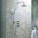 Hudson Reed Kit de douche thermostatique - Mitigeur encastré & tête de pluie - Laiton chromé - Art déco rétro