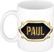 Bellatio Decorations Naam cadeau mok - heren - Paul - gouden embleem - 300 ml