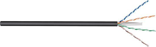 Goobay U/UTP CAT6 Gigabit outdoor netwerkkabel met vaste aders - AWG23 / zwart - 100 meter