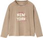 Vertbaudet T-shirt New York met fluorescerende accenten, lange mouwen, meisjes, zandbeige, maat 104