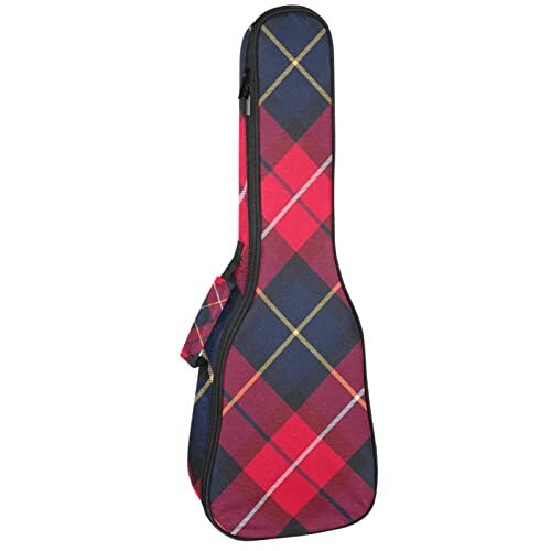 Mersov Tenor Ukulele Gigbag Waterdichte Ukelele Case Gewatteerde Rugzak, Geweldig voor Sopraan Concert (21/23/24 inch) Rood Navy Check Plaid Cross Line