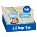 TIDOO - Reinigingsdoekjes met zuiver water - Zachte en zeer resistente babydoekjes - Composteerbare reinigingsdoekjes zonder allergenen - Babyverzorging voor normale en gevoelige huid - 4 x 58