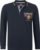 Jan Vanderstorm heren Poloshirt met lange mouwen - 76/78 - donkerblauw - Plus Size
