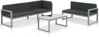 vidaXL 3-delige Loungeset met kussens aluminium zwart