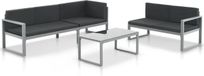 vidaXL Loungeset met kussens aluminium zwart