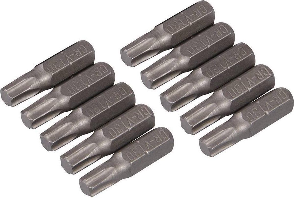 Silverline Cr-V schroevendraaier bits, 10 pk. TORX