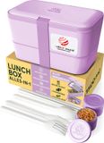 Umami All-in-1 1,5L Bento Lunchbox Lavendelpaars met Bestek en 2 Sauscontainers
