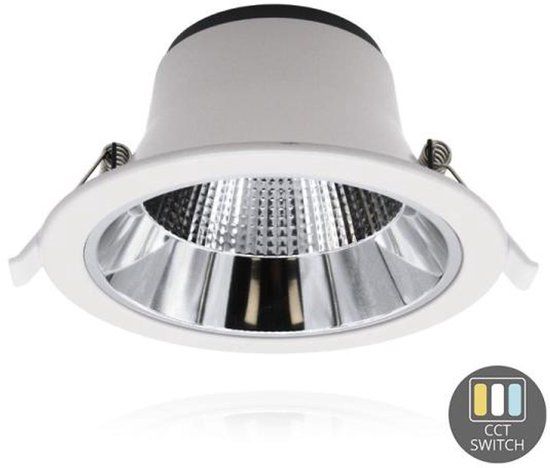 HLT Led Downlight - CCT Switch 15W - Wit - Rond - Aluminium - 14.5 cm