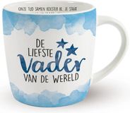 Miko Cadeau koffie/thee mok vader - wit/blauw - lieve papa - aardewerk - Vaderdag