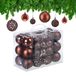 Relaxdays Boules de Noël, 50 pièces, incassable, plastique, ∅ 3, 4 & 6 cm, marron