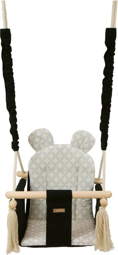 Viking Choice Baby schommel - hout - zwart crème met diamant - tot 20 kg
