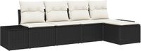 vidaXL Tuinbank Set Zwart en Crème Polyrattan