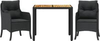 vidaXL Ensemble de jardin 3 pièces avec coussins poly rotin noir
