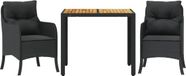 vidaXL Ensemble de jardin 3 pièces avec coussins poly rotin noir