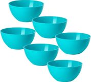 Plasticforte bols/coupelles - 6x - dessert/petit déjeuner - plastique - D17 x H7 cm - bleu