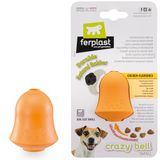 Ferplast Crazy Bell Hondenspeelgoed van natuurlijk rubber, duurzaam gearomatiseerd met kip, springend, kauwspeelgoed, oranje