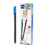 Plus Office 10 viltstiften met fijne punt, 0,4 mm, ideaal voor schrijven, schilderen en tekenen, schoolstiften met fijne punt, gekleurde inkt op waterbasis (ultramarijnblauw)