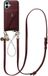 AVY Leren Hoesje geschikt voor Apple iPhone 17 | Met Koord en Magnetische Kaarthouder | Compatibel met MagSafe | Leather Case met 30CM & 130CM Koord & Wallet | Leather and Pearls | Burgundy