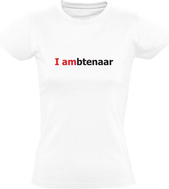 I AMbtenaar Dames T-shirt Wit 3XL - Katoen