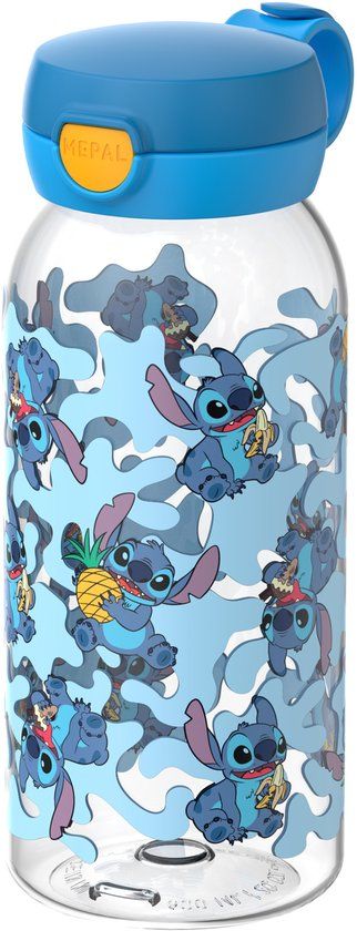Mepal Drinkfles met flipdop Campus - 600 ml - Waterfles kinderen - Lekdicht - Hygiënische deksel - Stitch