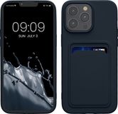 kwmobile telefoonhoesje geschikt voor iPhone 15 Pro Max - Hoesje met pasjeshouder - TPU case in donkerblauw
