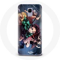 Maniacase Hoesje voor Samsung Galaxy A8 2018 Tanjiro Nezuko en Inosuke Slayer Kimetsu no Yaiba Manga