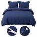 Linge de coton premium, 160x200 cm, avec volant bleu marine