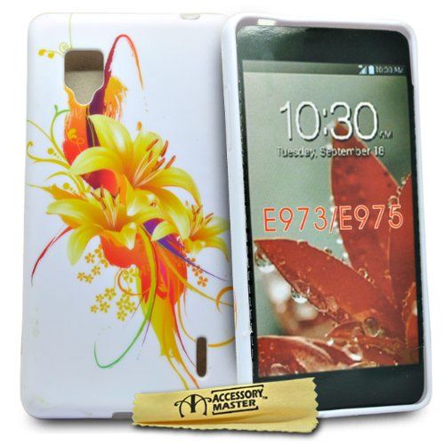 Accessory Master Bloemen Design Silicone Case for LG Optimus G E973 - Orange