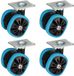 Dörner + Helmer Design zwenkwielen, vierkante wielen, set van 4, 58mm x 10,5mm, draagvermogen 280kg, 70mm x 58mm plaat, blauw
